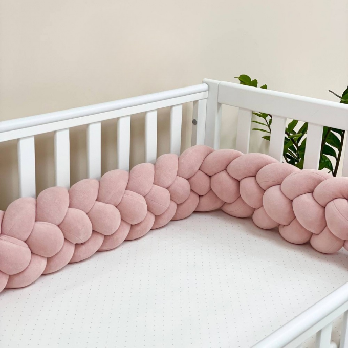 Protectie laterala patut bebe tripla roz
